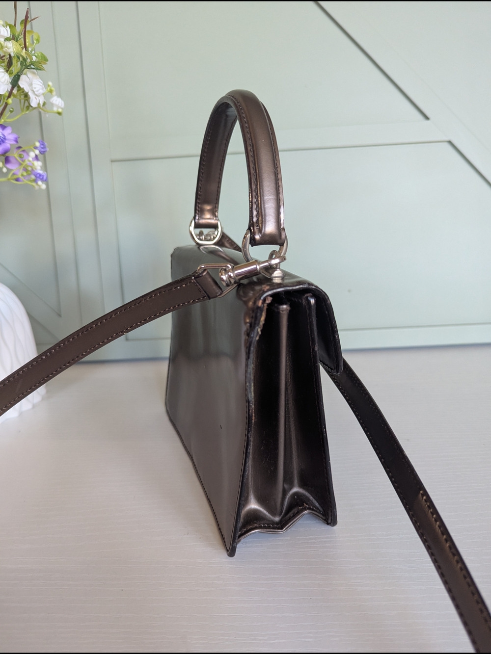 Gucci Metallic Brown Leather Top-Handle Bag - Picture 3 of 12